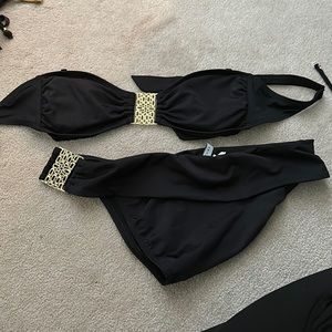 Trina Turk bandeau style top, small black with gold detail